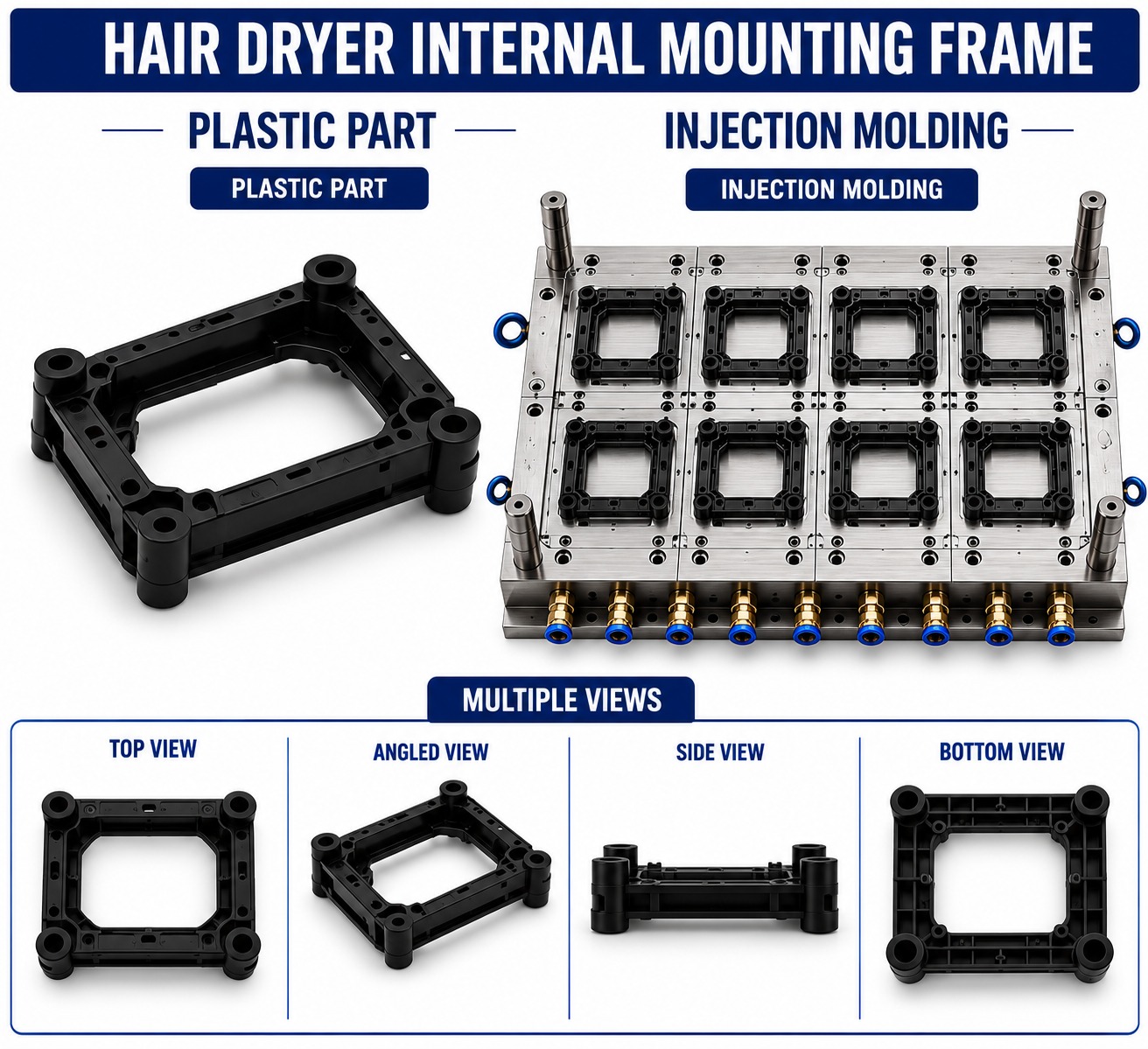 Hair Dryer Plastic Internal Mounting Frame Mould and Moulding Service